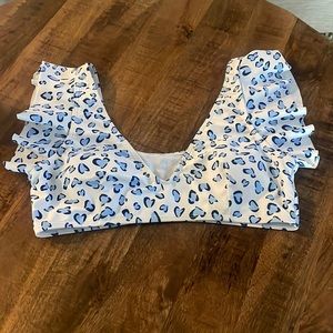 Cute blue leopard printed bikini top